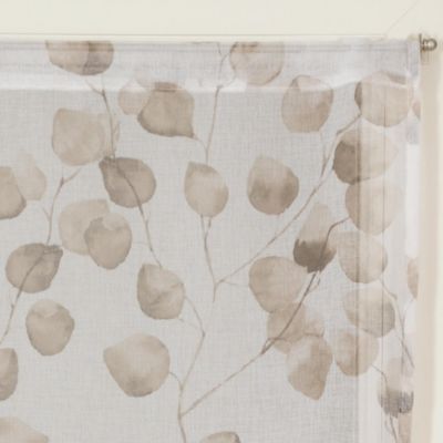 Paire de Voilages Imprimés Feuilles Beige 60x160cm - Finition Passe-Tringle