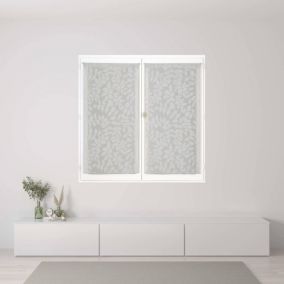 Paire de voilages imprimés feuilles gris 60x90cm - Finition passe-tringle