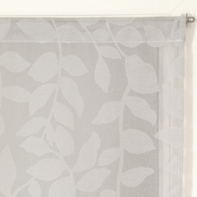 Paire de voilages imprimés feuilles gris 60x90cm - Finition passe-tringle