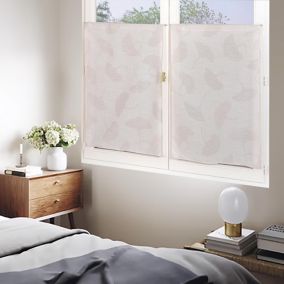 Paire de Voilages Jacquard Fleurs de Ginkgo 60x120cm en Galet.