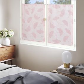 Paire de Voilages Jacquard Fleurs de Ginkgo 60x120cm Rouge.
