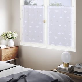 Paire de Voilages Jacquard Triangulaire 60x160cm - Finition Passe-Tringle Blanc