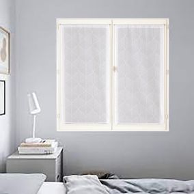 Paire de Voilages losanges blanc 60x120cm avec finition passe-tringle.