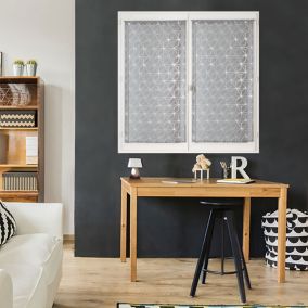 Paire de voilages métallisés 60x90cm - Finition passe-tringle, prêts à poser, gris.