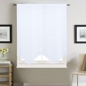 Paire vitrages à bandes verticales brillantes (60x220 cm - Blanc)