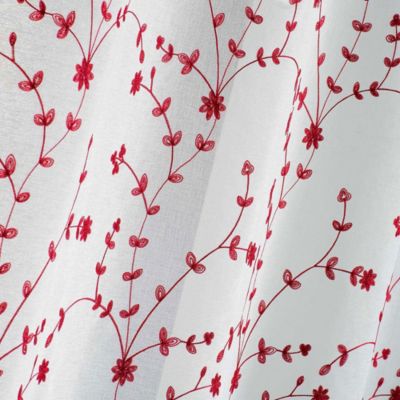 Paire Voilages Passants 60x120 Cm Petite Fleur Blanc/Gris - Voile Sablé Brodé Douceur D'Intérieur - Filtre Lumière Doux