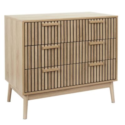 PAJAN - Commode 3 Tiroirs Effet Bois avec Tasseaux