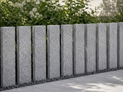 Palissade granit gris grains fins Alto douro grenaillé  20x100x 6  cm