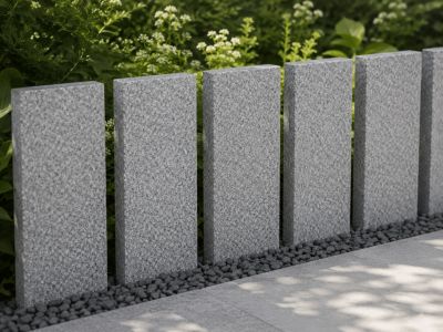 Palissade granit gris grains fins Alto douro grenaillé  20x60x 6 cm