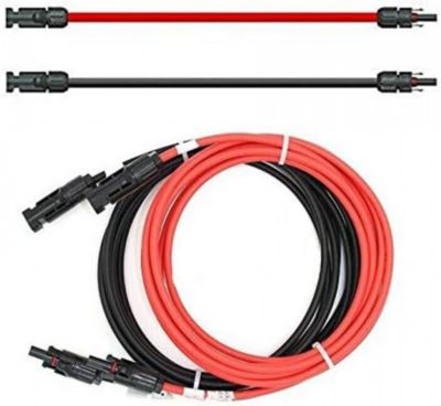 PALM BAMBOO Câble d'extension 4 mm² avec fiche solaire 2 x 5 m - Rallonge de câble solaire des deux côtés rouge/noir