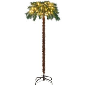 Palmier Artificiel Lumineux de 150 CM avec 63 Branches en PVC, Cocotier Artificiel de Noel avec 150 LED Pre-Illumine