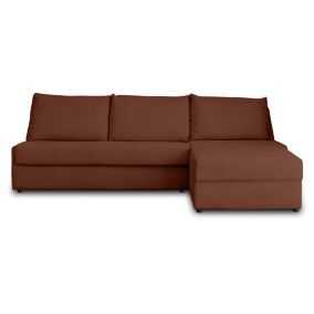 Palmira - canapé d'angle droit - 4 places - convertible couchage quotidien - matelas 14 cm - en velours côtelé - Lisa Design