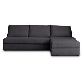 Palmira - canapé d'angle droit - 4 places - convertible couchage quotidien - matelas 14 cm - en velours côtelé - Lisa Design