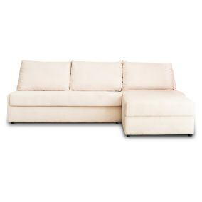 Palmira - canapé d'angle droit - 4 places - convertible couchage quotidien - matelas 14 cm - en velours côtelé - Lisa Design