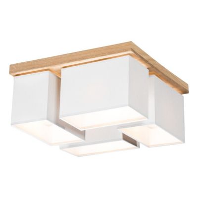 Paloma Plafonnier 4xE27 Max.25W Chêne huilé/Abat-jour en Tissu Gris