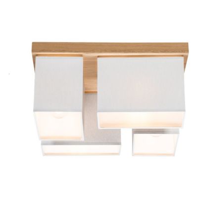 Paloma Plafonnier 4xE27 Max.25W Chêne huilé/Abat-jour en Tissu Gris