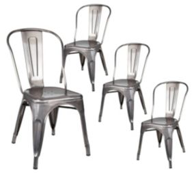 PAMELA - Lot de 4 Chaises Métalliques Argent