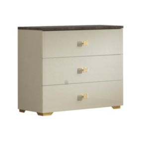 PANACA - Commode 3 Tiroirs Coloris Crème et Bronze