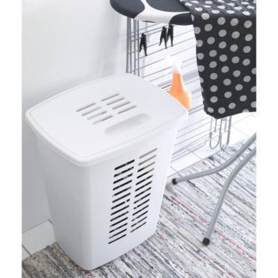 Panière à linge sale grand volume 60 litres avec poignées - Blanc