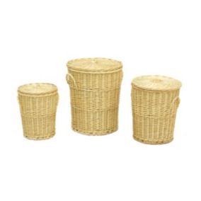 Panières à linge en osier blanc (Lot de 3)