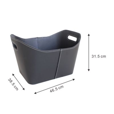 Panier à bûches en faux cuir GoodHome Carroz avec poignée charge max 10kg