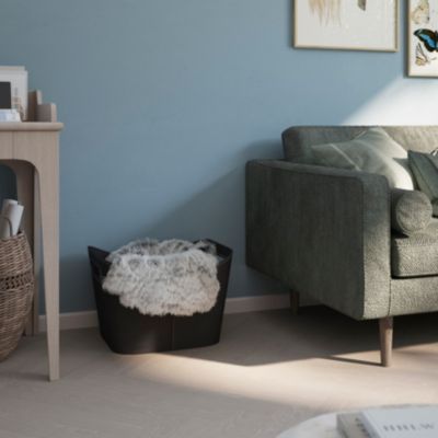 Panier à bûches en faux cuir GoodHome Carroz avec poignée charge max 10kg