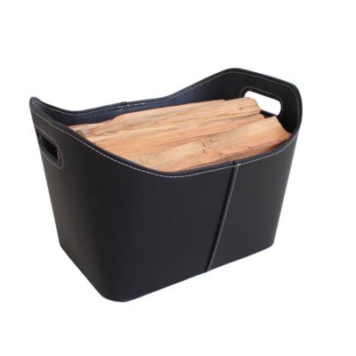 Panier à bûches en faux cuir GoodHome Carroz avec poignée charge max 10kg