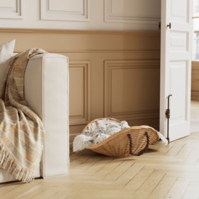 Panier à bûches en osier GoodHome Oisans avec poignée charge max 10kg
