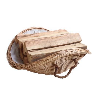 Panier à bûches en osier GoodHome Oisans avec poignée charge max 10kg