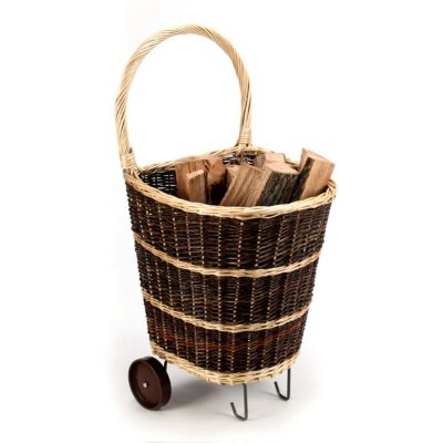Panier à bûches osier sur roulettes Castorama