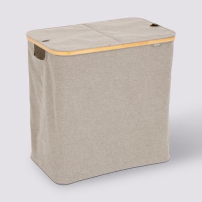 Panier à linge 2 compartiments, 80L en polyester et bambou, 5Five Simply Smart Tidy Box