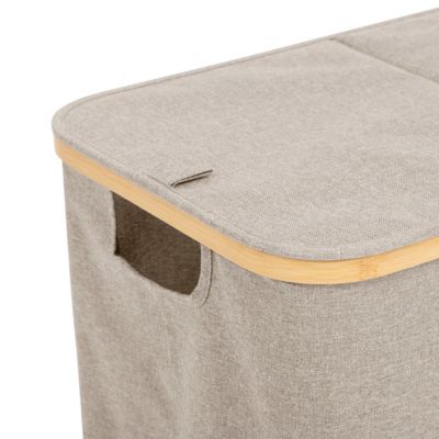 Panier à linge 2 compartiments, 80L en polyester et bambou, 5Five Simply Smart Tidy Box