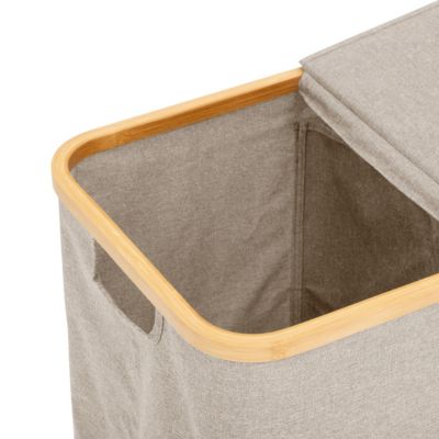 Panier à linge 2 compartiments, 80L en polyester et bambou, 5Five Simply Smart Tidy Box