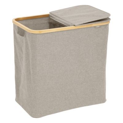 Panier à linge 2 compartiments, 80L en polyester et bambou, 5Five Simply Smart Tidy Box