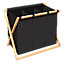 Panier à linge 3 compartiments l.69 x H.56,5 x 33 cm, noir et bambou, Wenko Ecori
