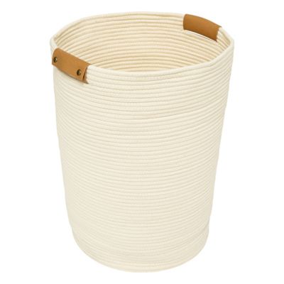 Panier à linge 80L l.44 x L.44 x H.56 cm coloris ivoire, 5Five Duo