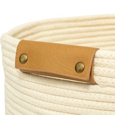Panier à linge 80L l.44 x L.44 x H.56 cm coloris ivoire, 5Five Duo