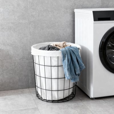 Panier à linge Aetna blanc et noir GoodHome