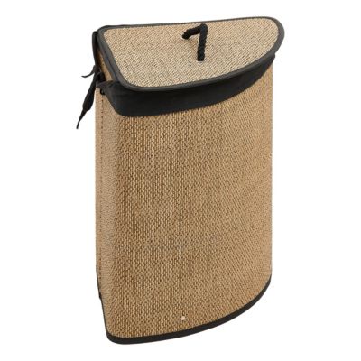Panier à linge angle bambou et noir 48L avec couvercle l.37 x H.50 x P.49,5 cm, 5Five Simply Smart