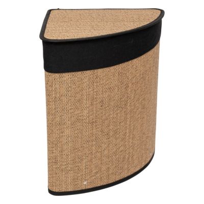 Panier à linge angle bambou et noir 48L avec couvercle l.37 x H.50 x P.49,5 cm, 5Five Simply Smart