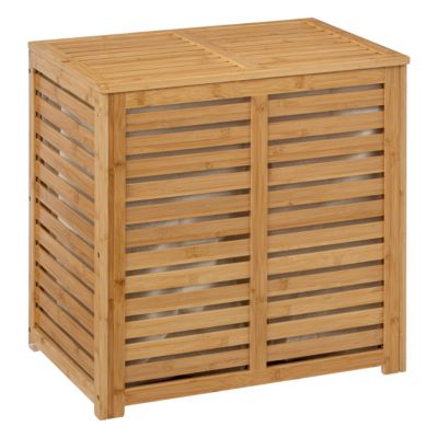 Panier à linge bambou 100L avec couvercle rectangulaire l.58 x H.60 x P.40 cm, Five Simply Smart Sicela
