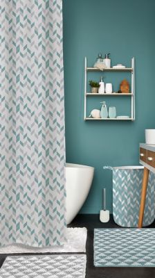 Panier à linge bleu et blanc en polycoton Scandi