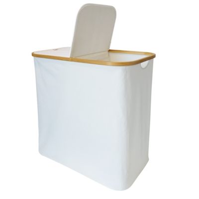 Panier à linge compartimenté et pliable beige et bambou, GoodHome Cervia