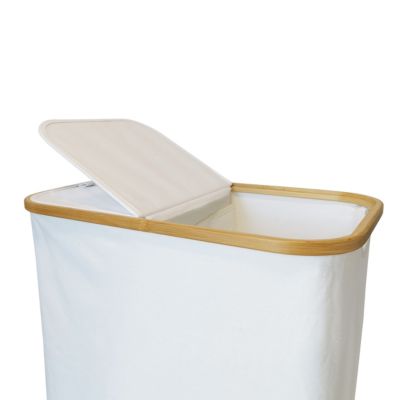 Panier à linge compartimenté et pliable beige et bambou, GoodHome Cervia