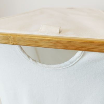 Panier à linge compartimenté et pliable beige et bambou, GoodHome Cervia