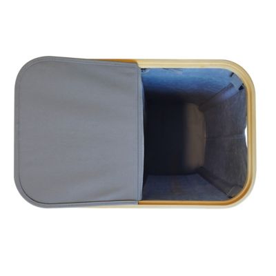 Panier à linge compartimenté et pliable gris et bambou, GoodHome Cervia