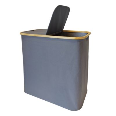 Panier à linge compartimenté et pliable gris et bambou, GoodHome Cervia