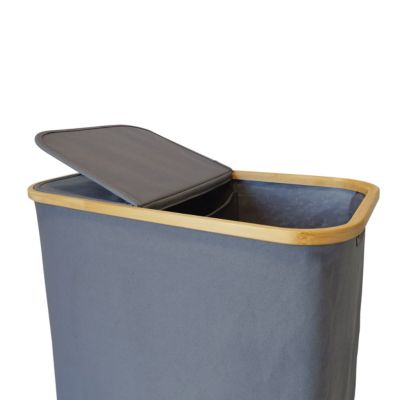 Panier à linge compartimenté et pliable gris et bambou, GoodHome Cervia