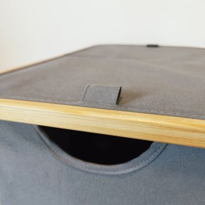 Panier à linge compartimenté et pliable gris et bambou, GoodHome Cervia