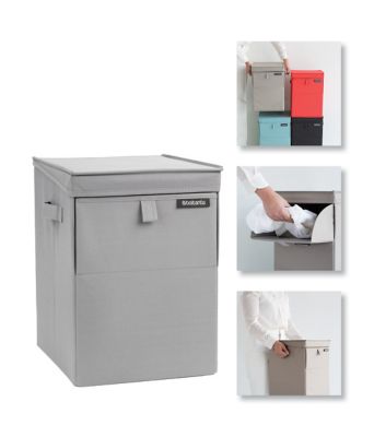 Panier à linge empilable Brabantia capacité 35 litres coloris gris en bambou L.37 x l. 32 x H.44,5 cm